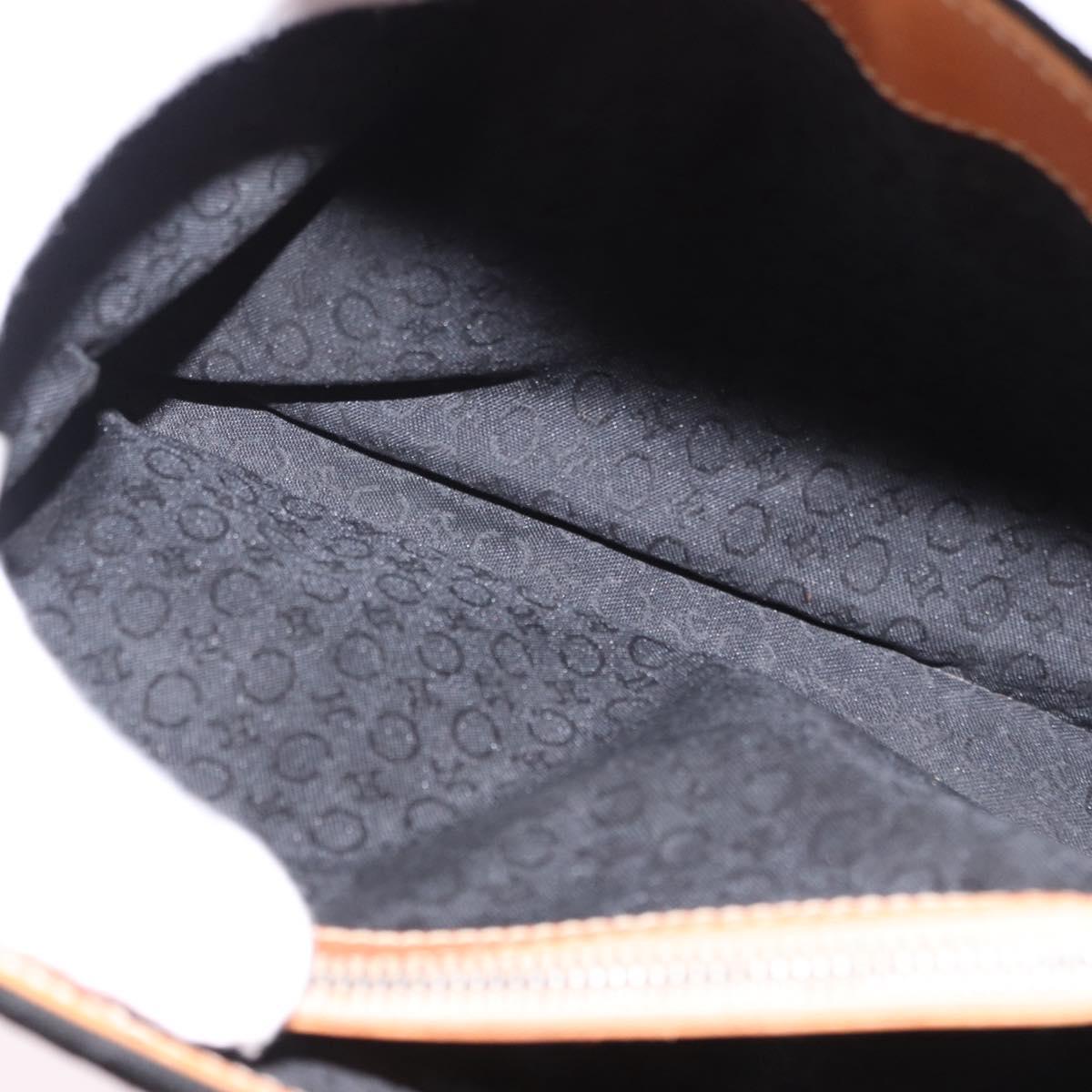 CELINE C Macadam Canvas Hand Bag Suede Black Silver Auth 202985