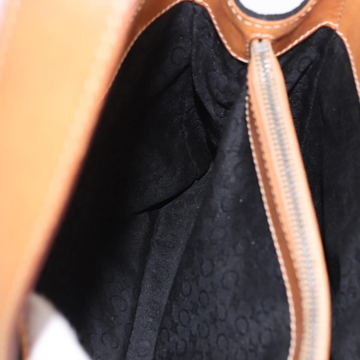 CELINE C Macadam Canvas Hand Bag Suede Black Silver Auth 202985