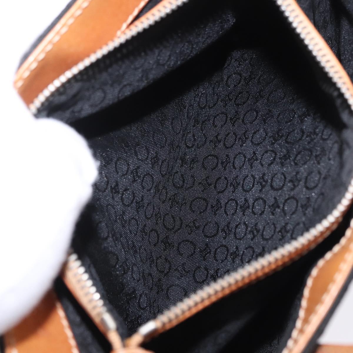 CELINE C Macadam Canvas Hand Bag Suede Black Silver Auth 202985
