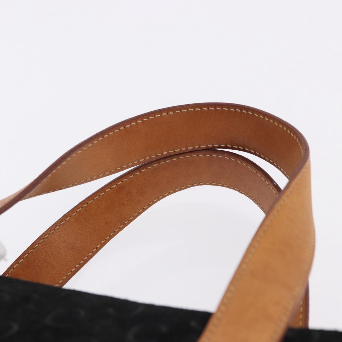 CELINE C Macadam Canvas Hand Bag Suede Black Silver Auth 202985