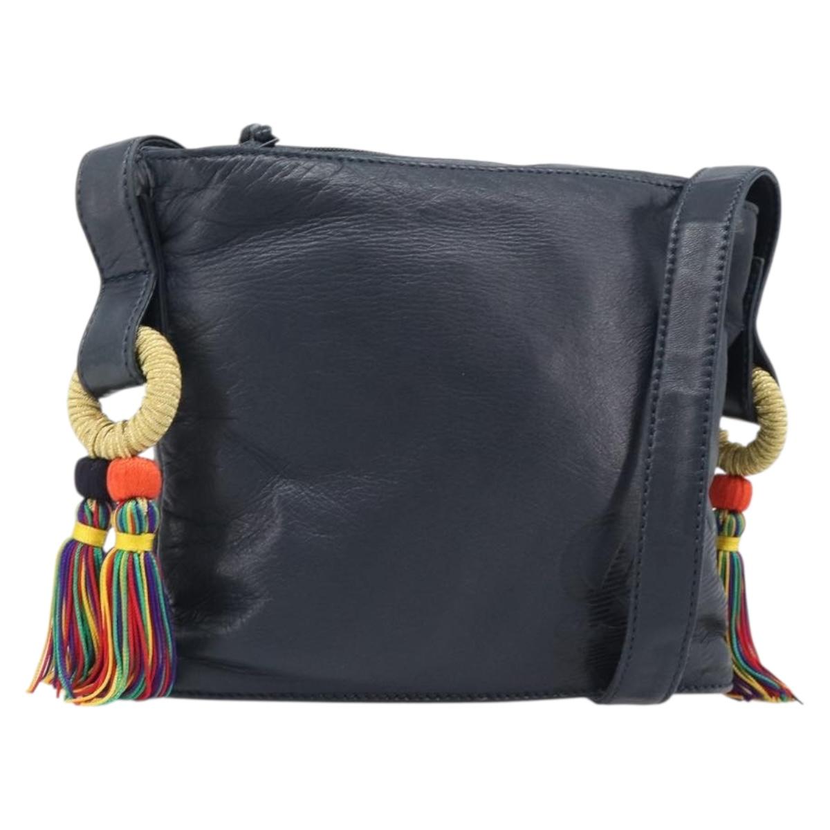 LOEWE Flamenco Shoulder Bag Leather Black Auth 202986A