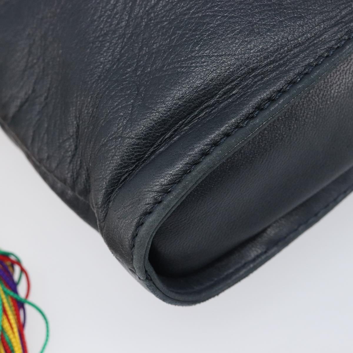 LOEWE Flamenco Shoulder Bag Leather Black Auth 202986A