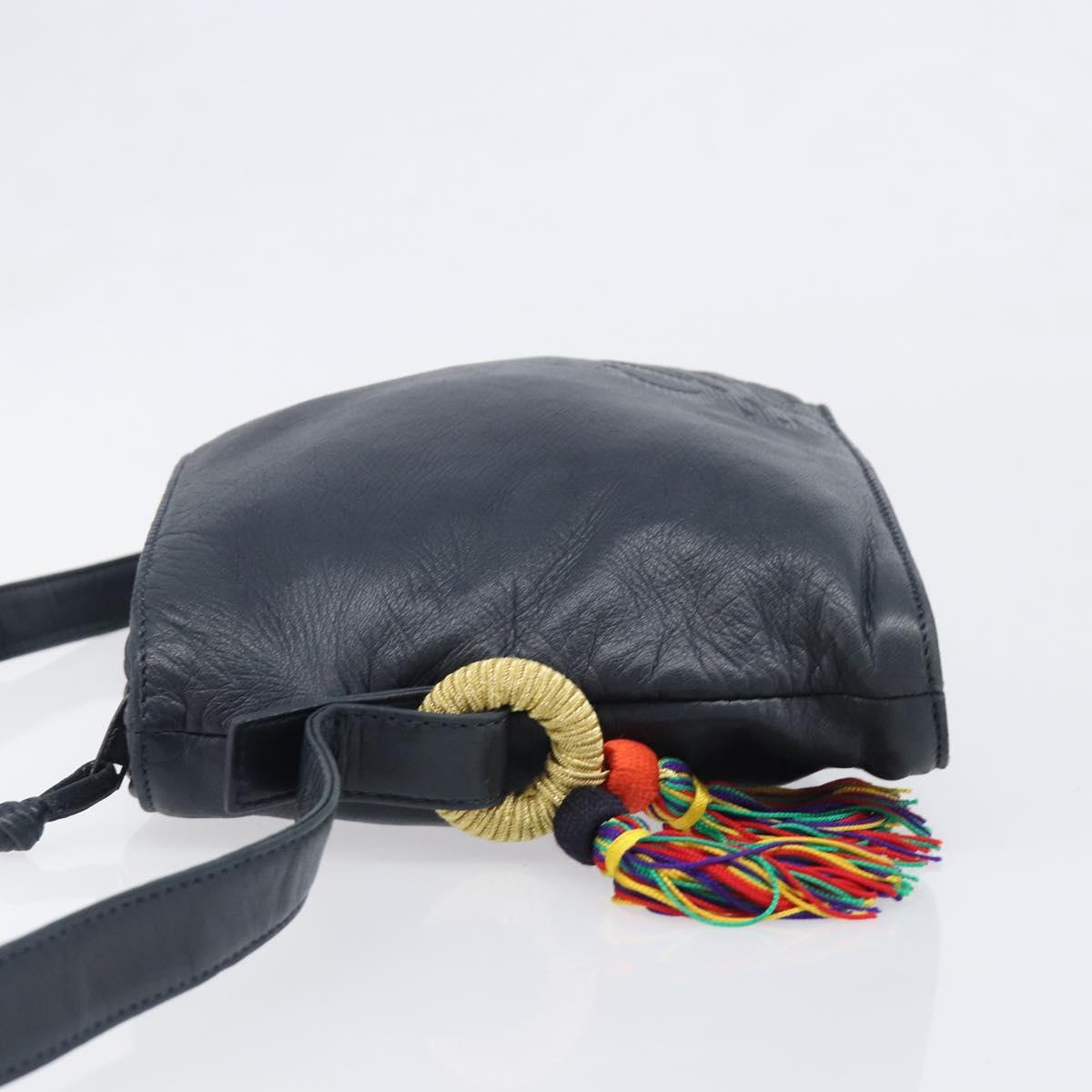 LOEWE Flamenco Shoulder Bag Leather Black Auth 202986A