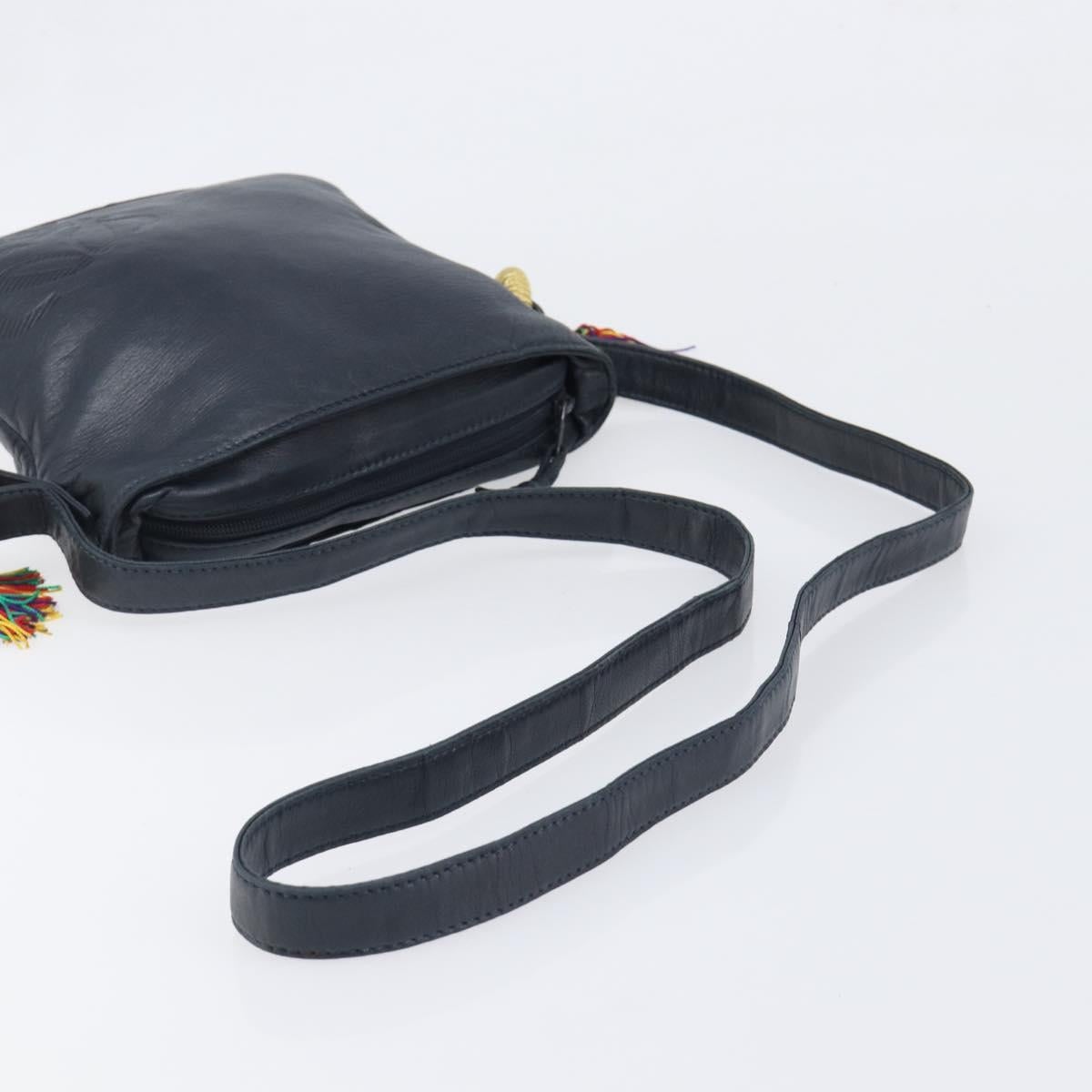 LOEWE Flamenco Shoulder Bag Leather Black Auth 202986A