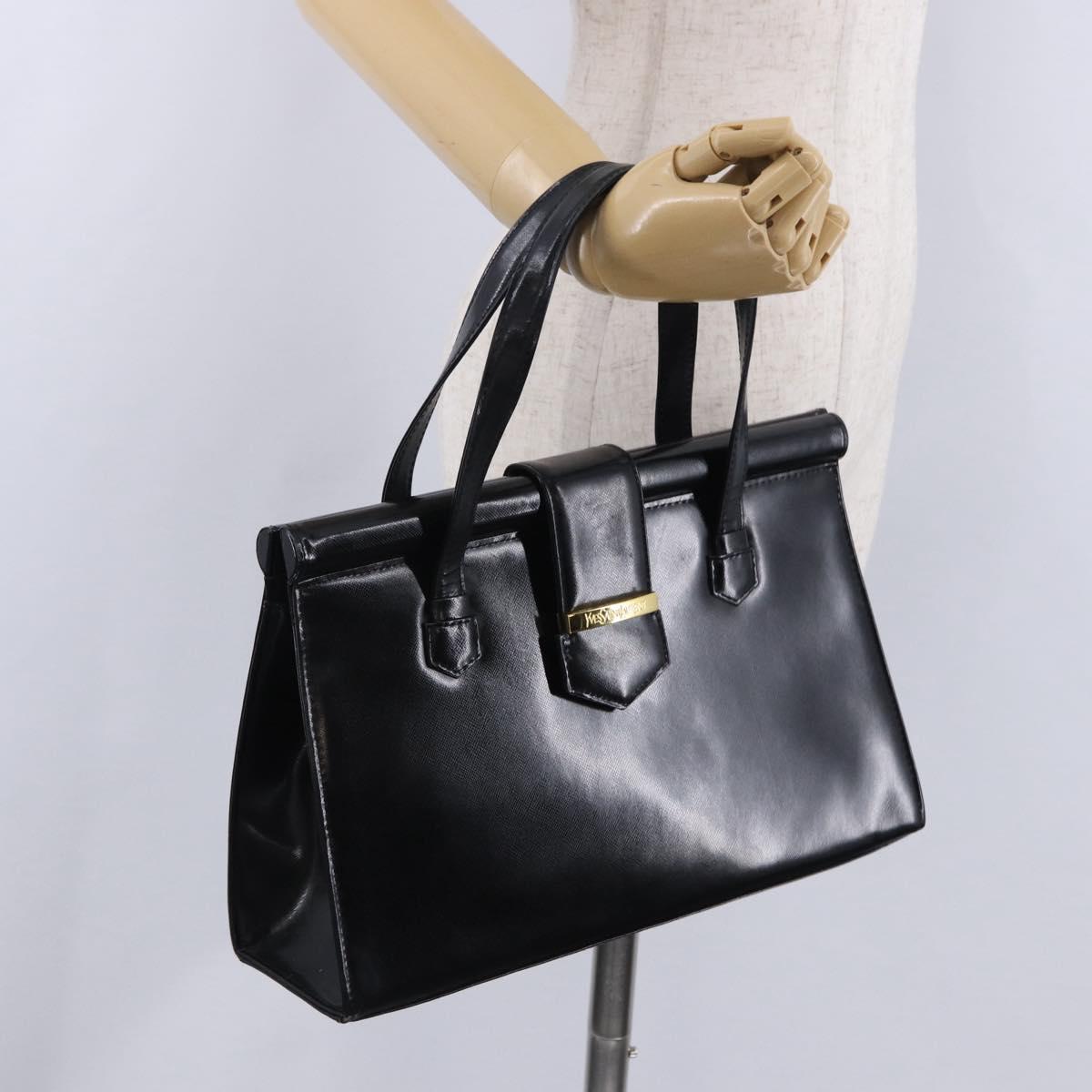 SAINT LAURENT Hand Bag Leather Black Gold 311210 Auth 202987