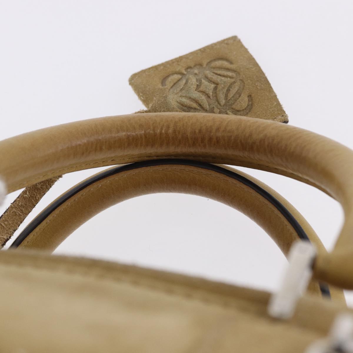 LOEWE Amazona 30 Hand Bag Suede Beige Silver Auth 202990V