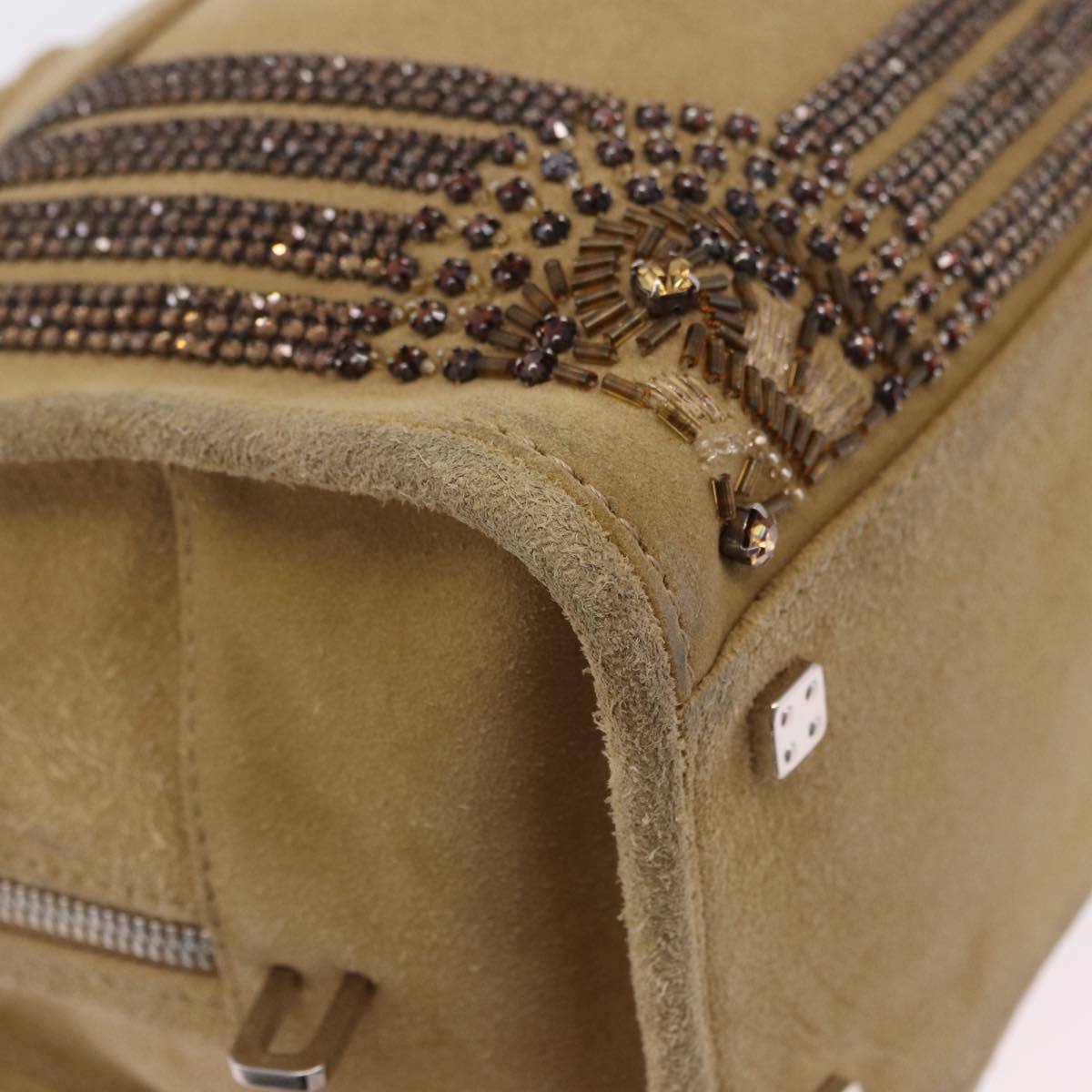 LOEWE Amazona 30 Hand Bag Suede Beige Silver Auth 202990V