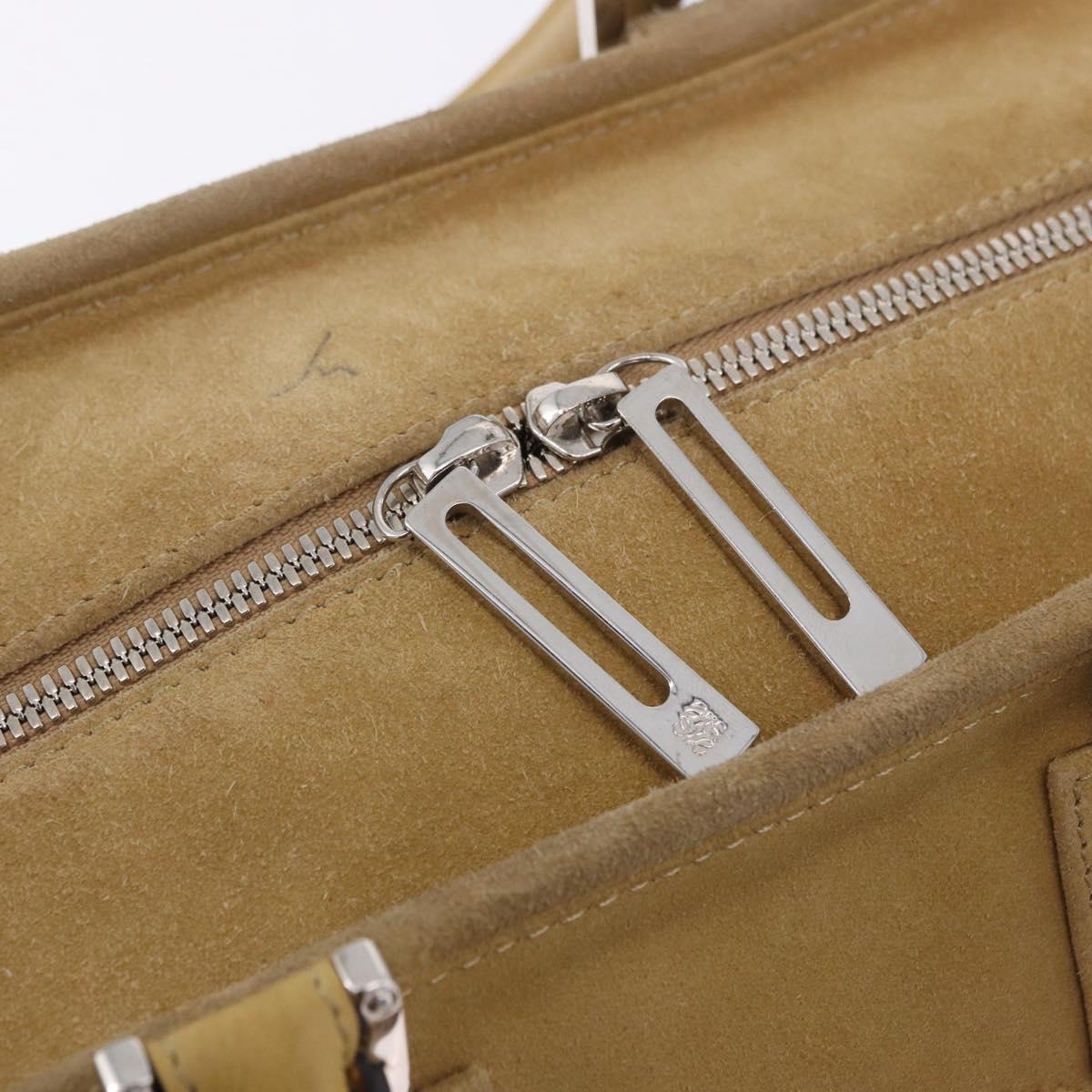 LOEWE Amazona 30 Hand Bag Suede Beige Silver Auth 202990V