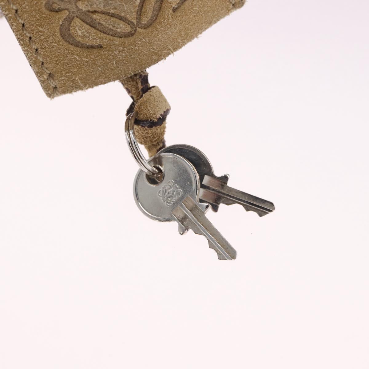 LOEWE Amazona 30 Hand Bag Suede Beige Silver Auth 202990V