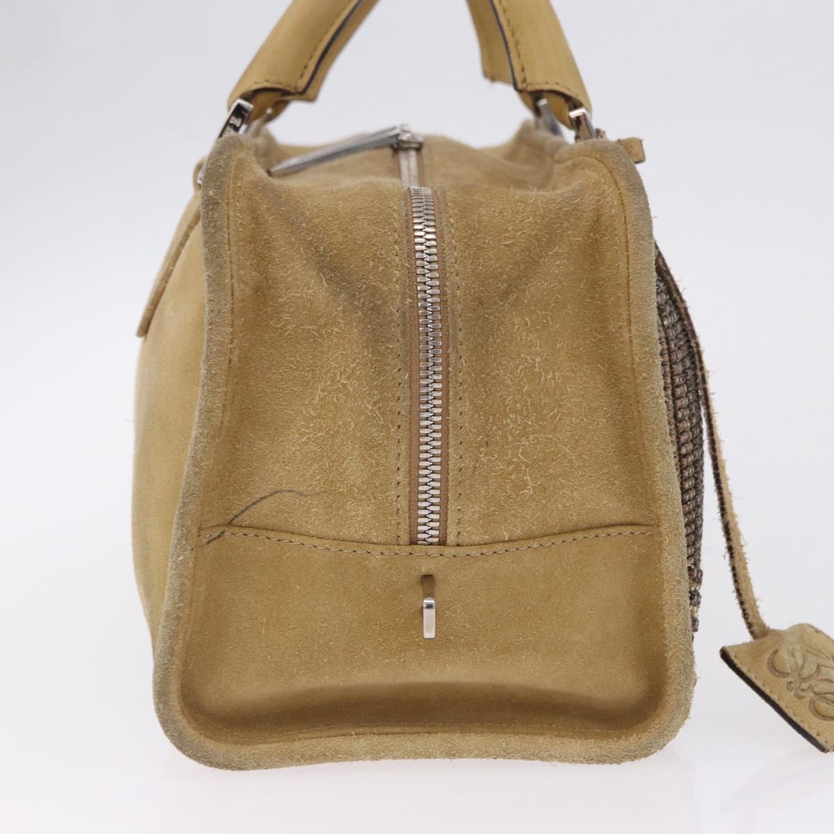 LOEWE Amazona 30 Hand Bag Suede Beige Silver Auth 202990V