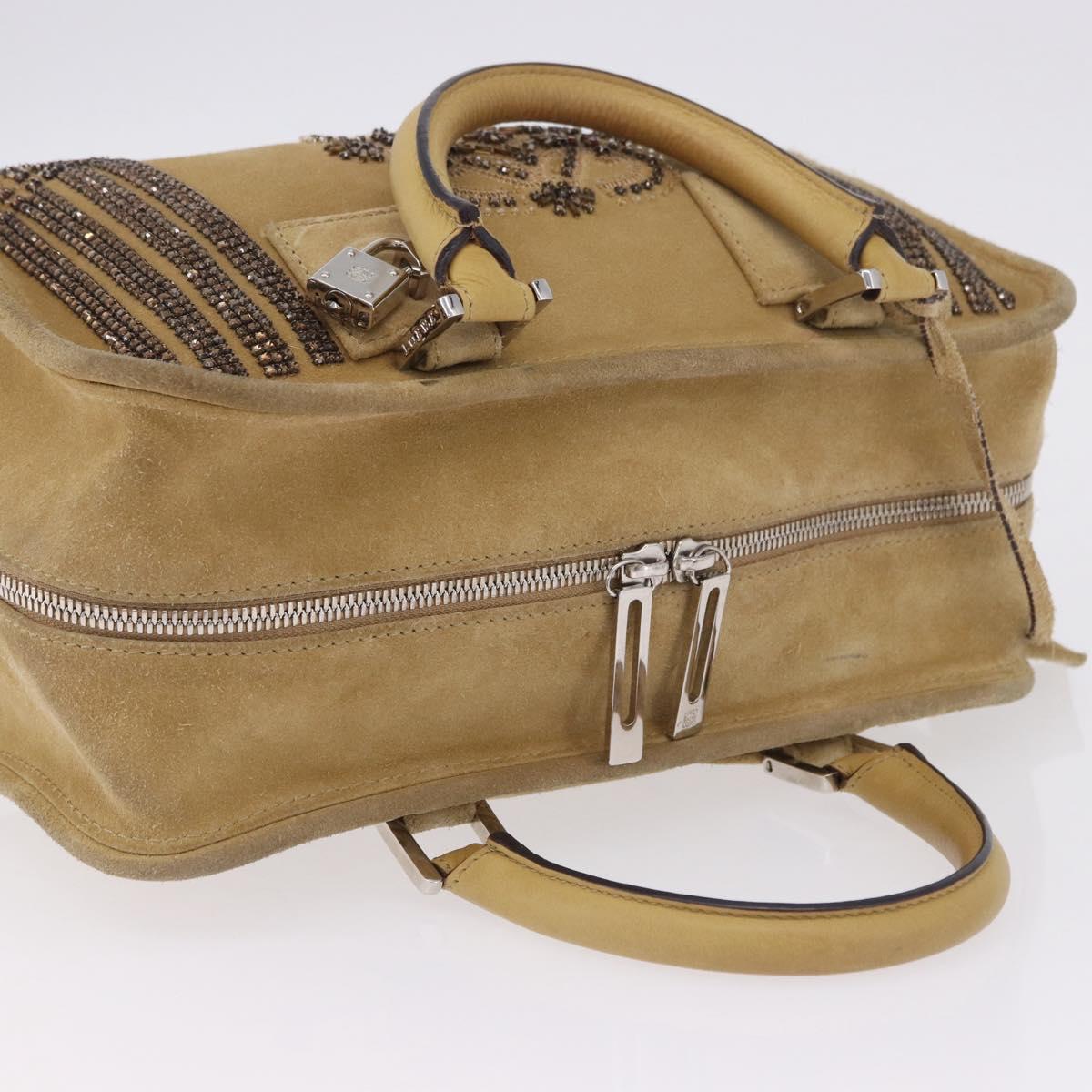 LOEWE Amazona 30 Hand Bag Suede Beige Silver Auth 202990V