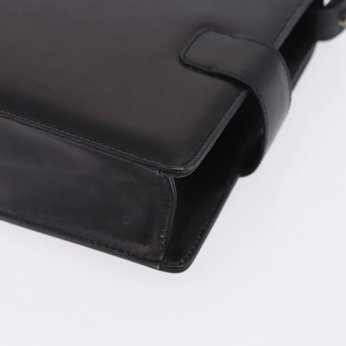 Salvatore Ferragamo Gancini Shoulder Bag Leather Black Gold Auth 202991A