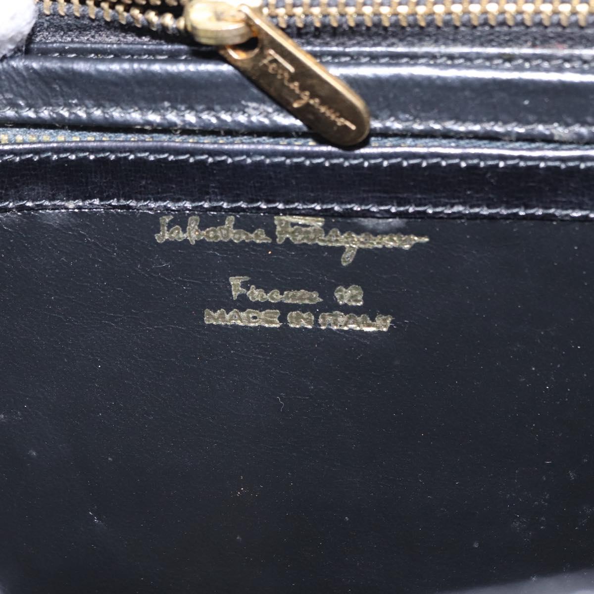 Salvatore Ferragamo Gancini Shoulder Bag Leather Black Gold Auth 202991A