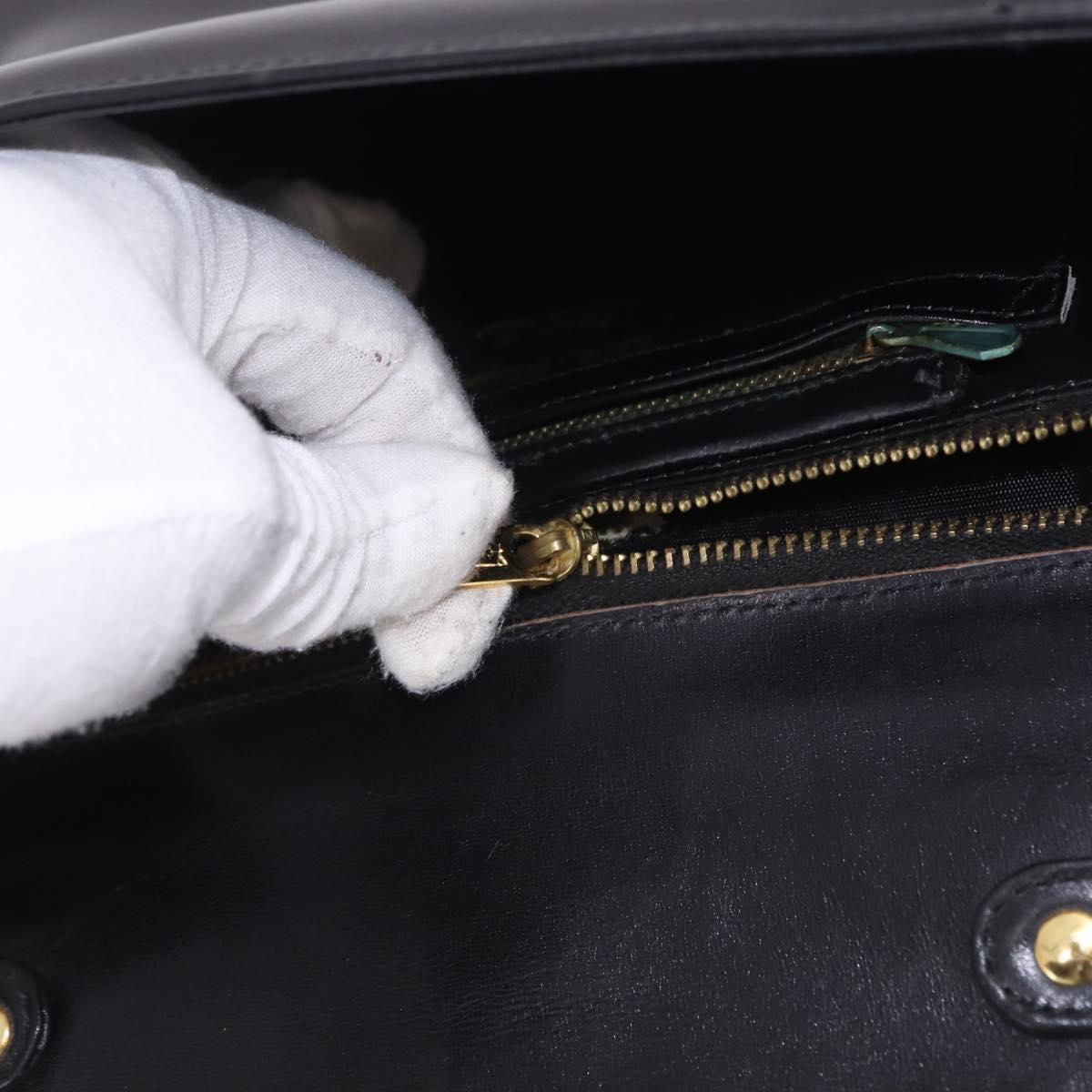 Salvatore Ferragamo Gancini Shoulder Bag Leather Black Gold Auth 202991A
