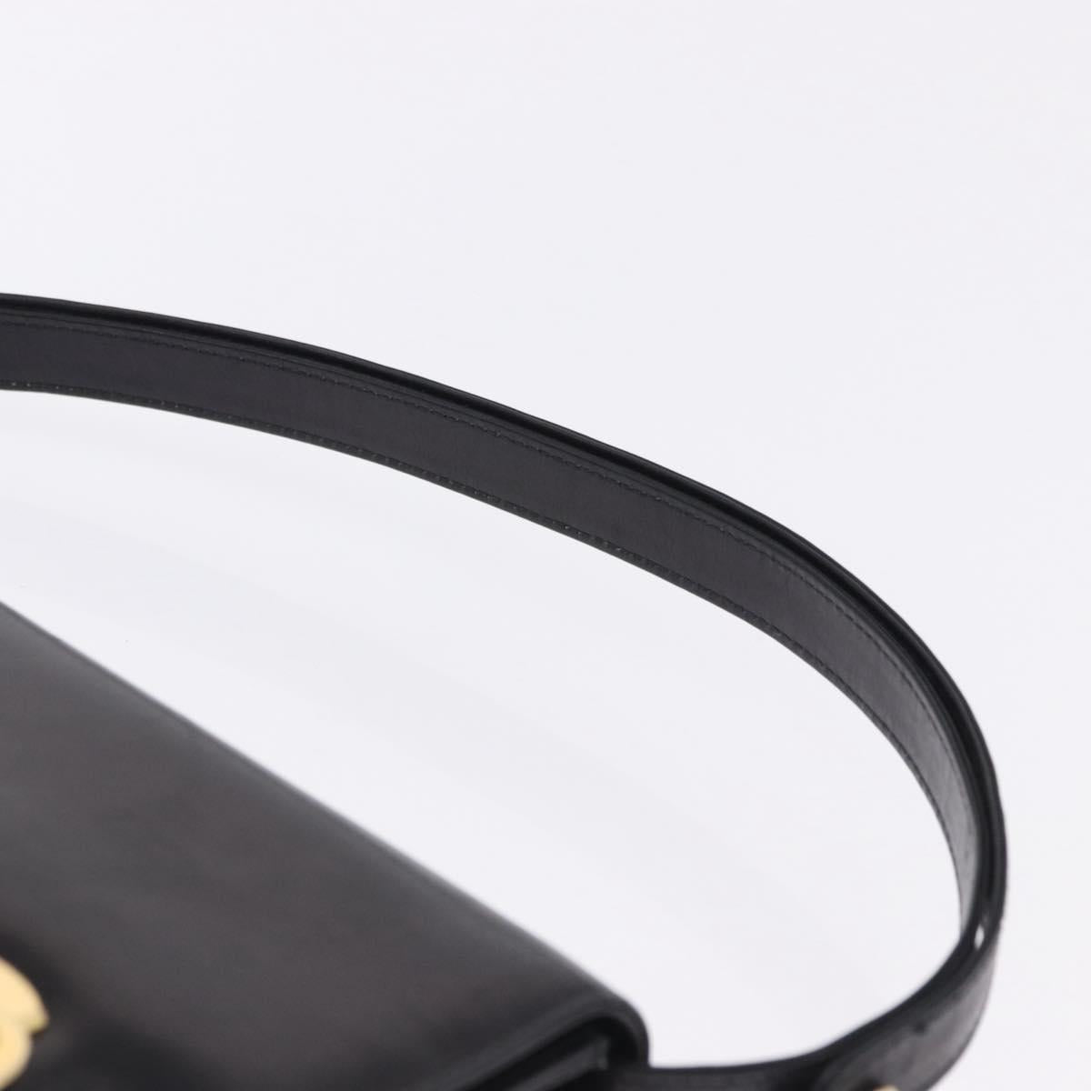 Salvatore Ferragamo Gancini Shoulder Bag Leather Black Gold Auth 202991A
