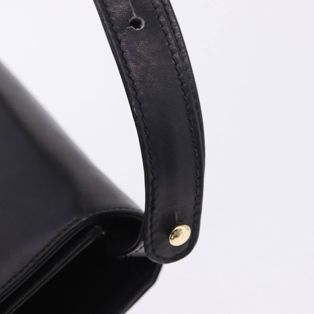 Salvatore Ferragamo Gancini Shoulder Bag Leather Black Gold Auth 202991A