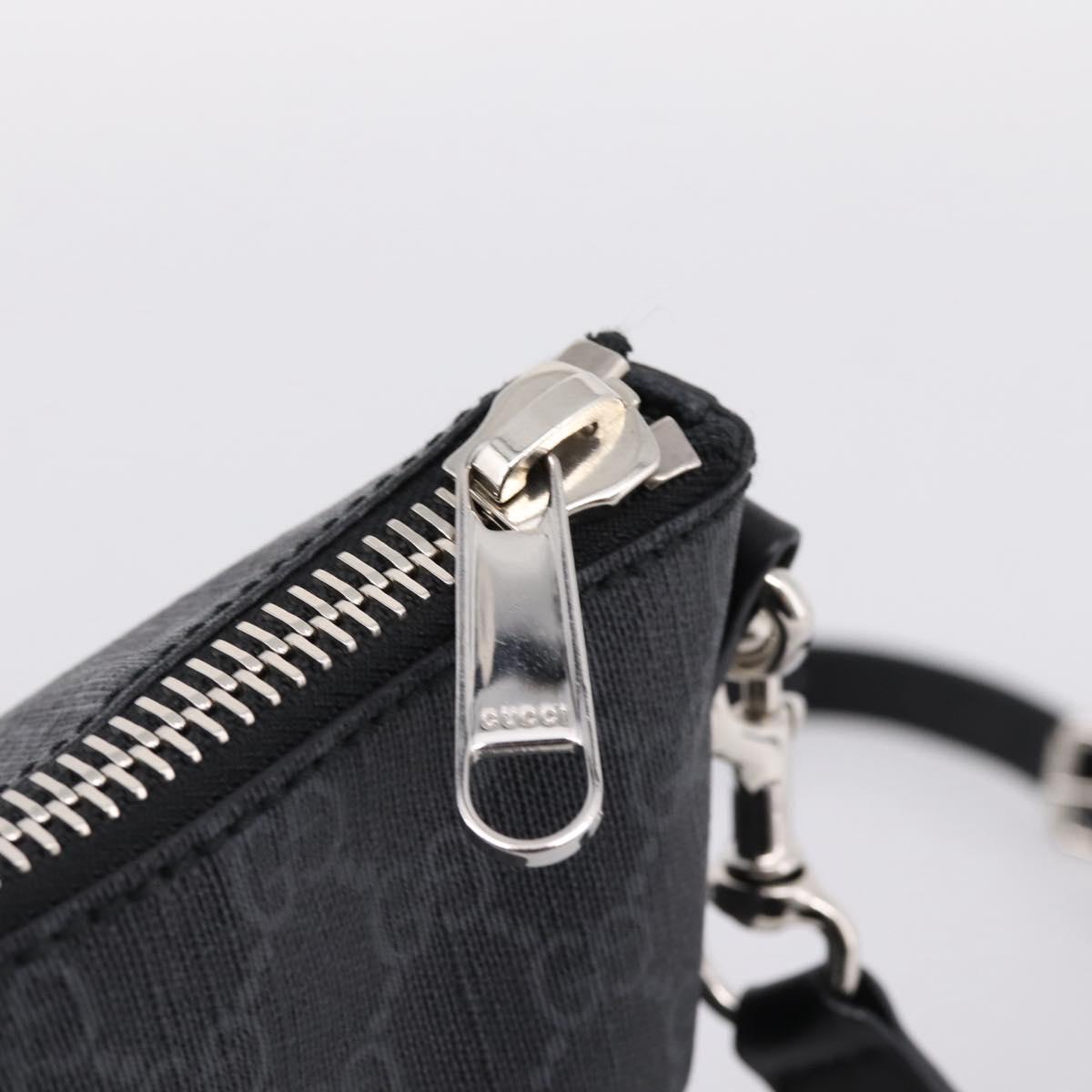 GUCCI GG Supreme Sherry Line Shoulder Bag PVC Black Silver 474139 Auth 202992