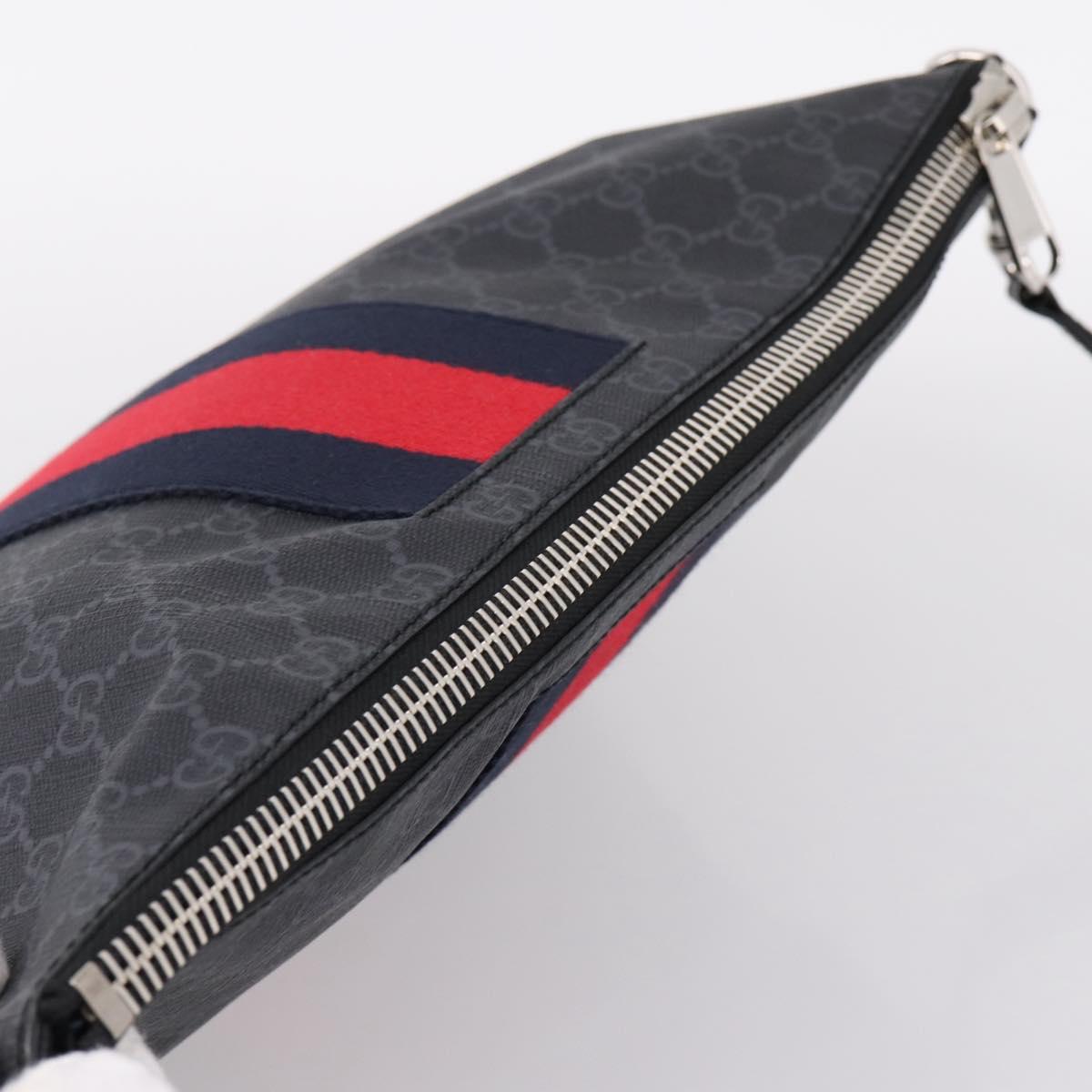 GUCCI GG Supreme Sherry Line Shoulder Bag PVC Black Silver 474139 Auth 202992