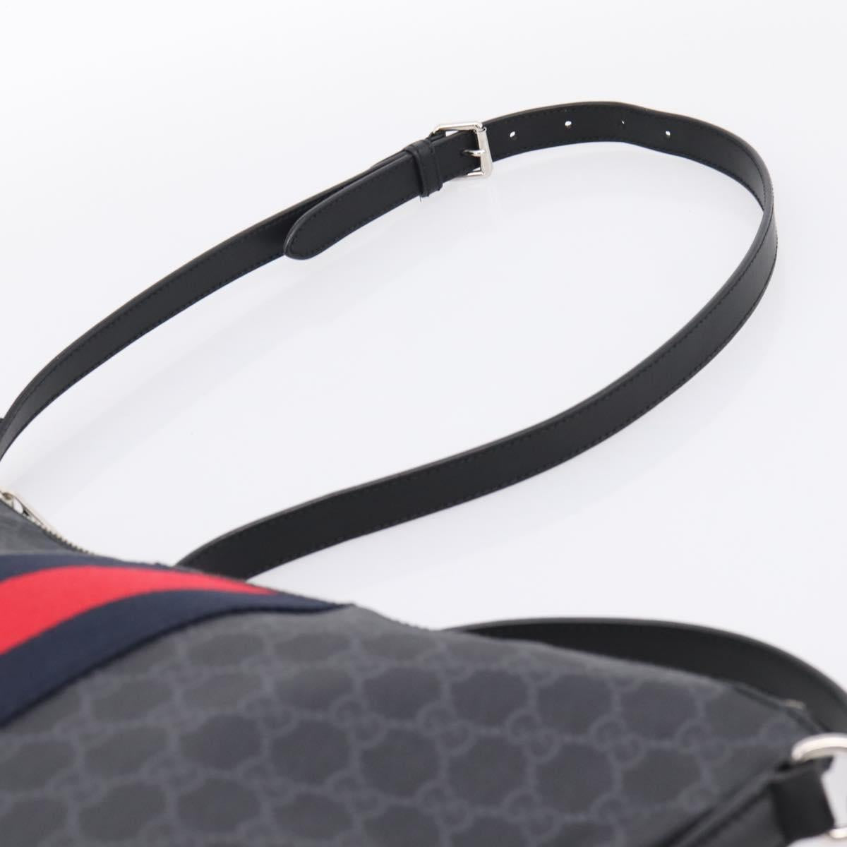 GUCCI GG Supreme Sherry Line Shoulder Bag PVC Black Silver 474139 Auth 202992
