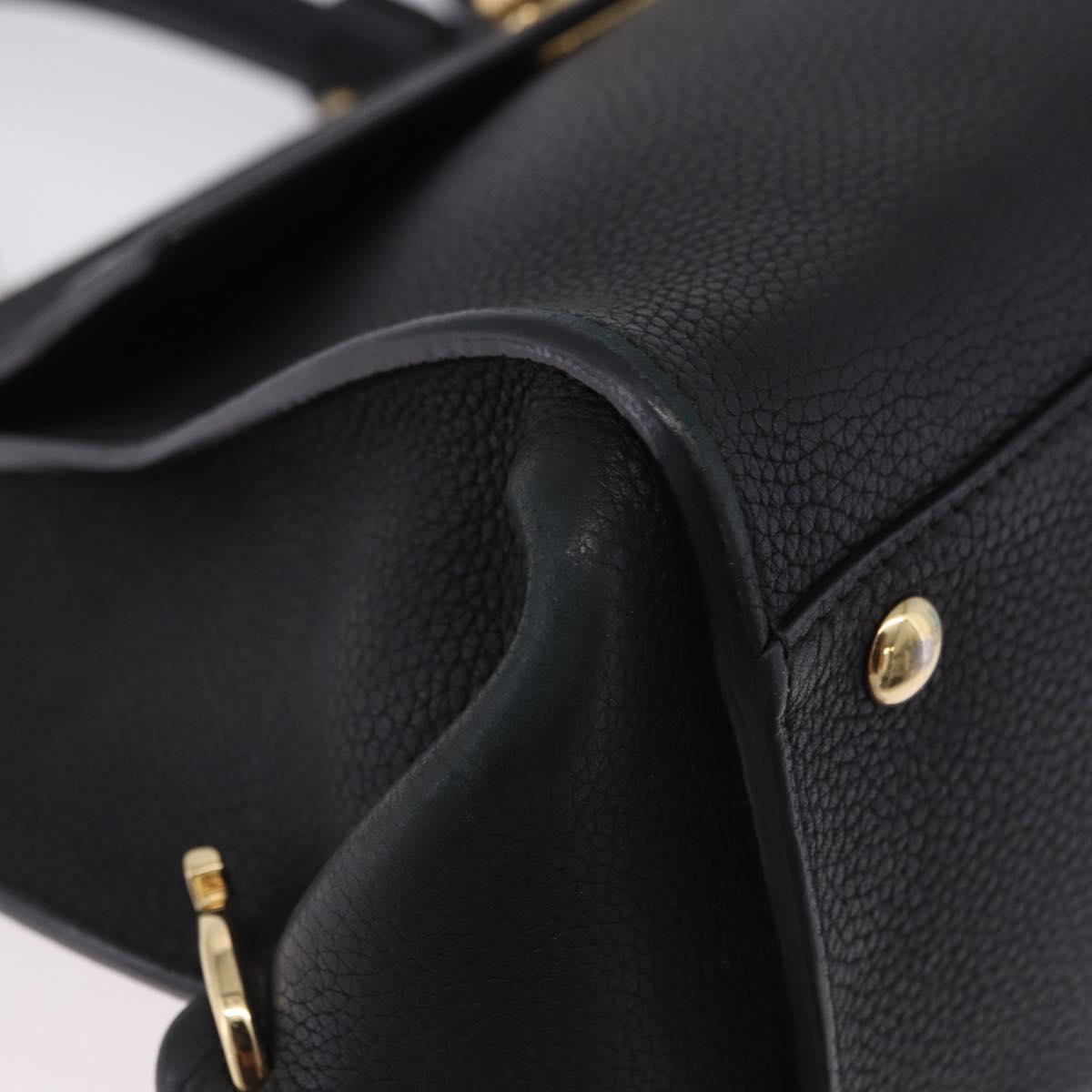 Salvatore Ferragamo Gancini Sofia Hand Bag Leather 2way Black Gold Auth 202994