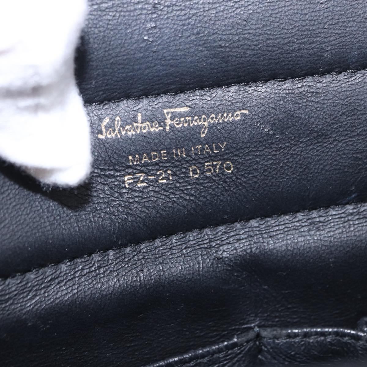 Salvatore Ferragamo Gancini Sofia Hand Bag Leather 2way Black Gold Auth 202994