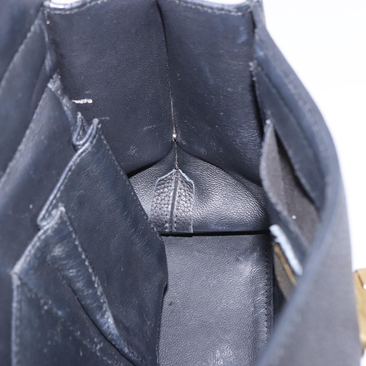 Salvatore Ferragamo Gancini Sofia Hand Bag Leather 2way Black Gold Auth 202994