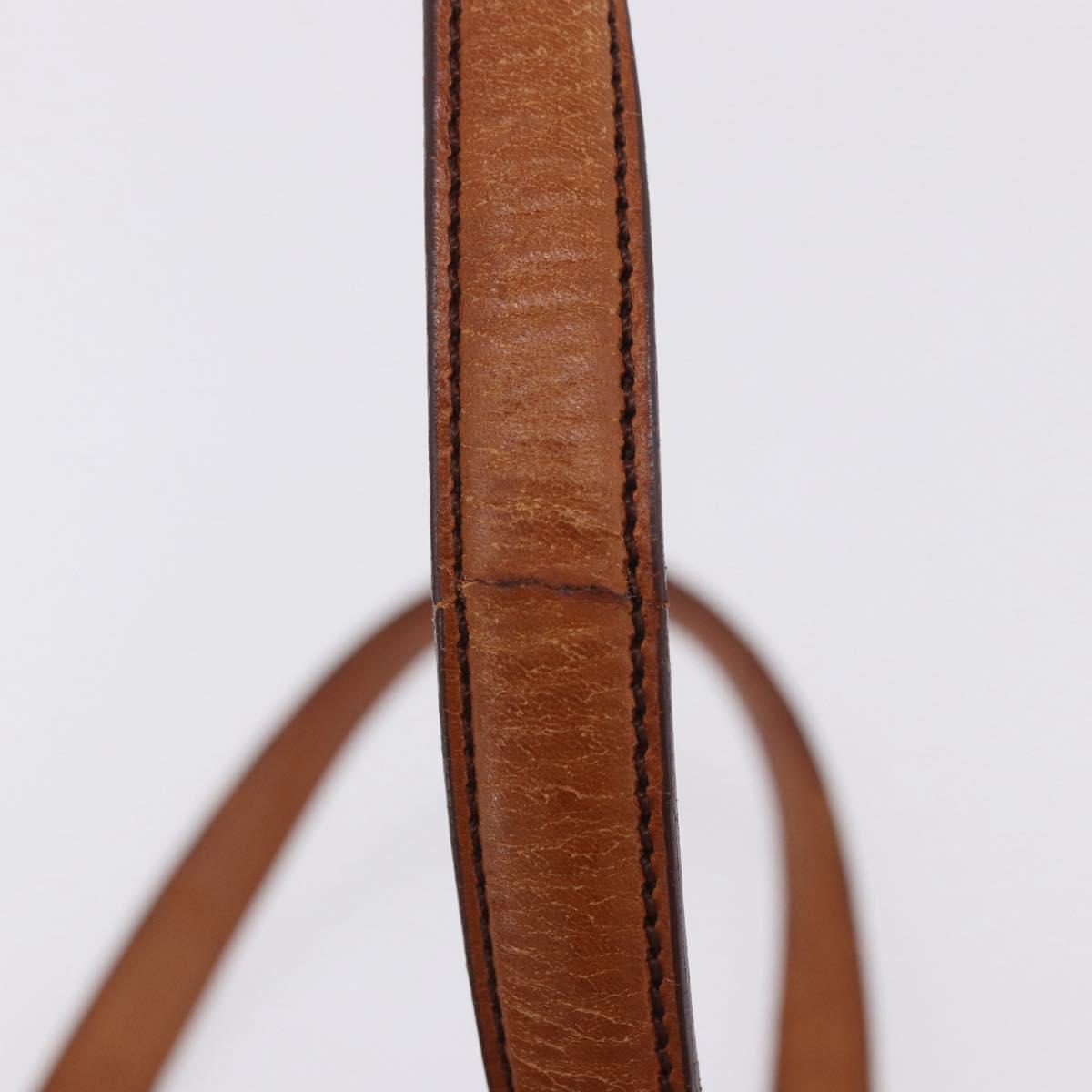 PRADA Shoulder Bag Leather Brown Silver Auth 202998
