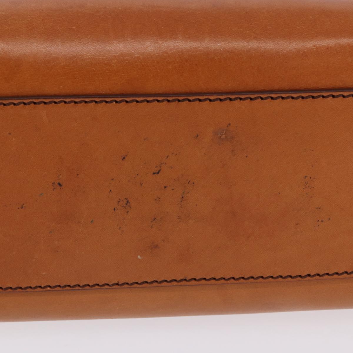 PRADA Shoulder Bag Leather Brown Silver Auth 202998