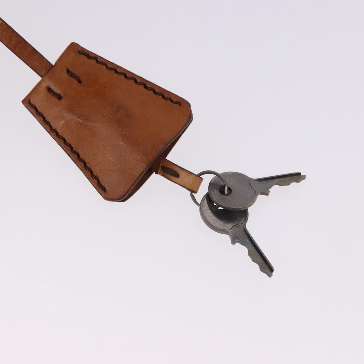 PRADA Shoulder Bag Leather Brown Silver Auth 202998