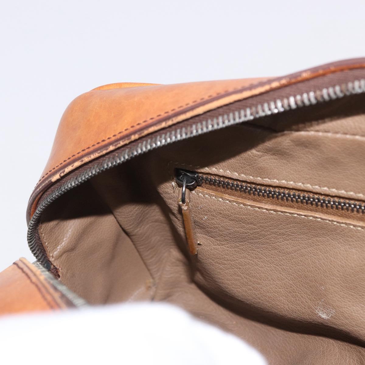 PRADA Shoulder Bag Leather Brown Silver Auth 202998