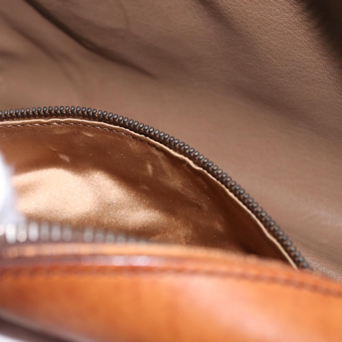 PRADA Shoulder Bag Leather Brown Silver Auth 202998