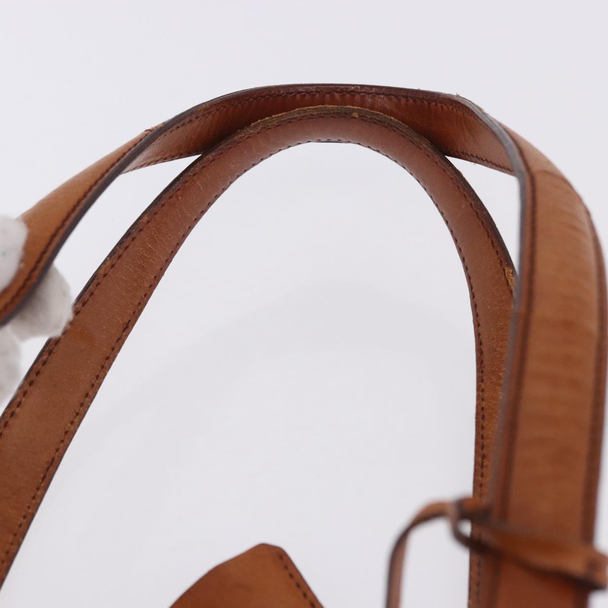 PRADA Shoulder Bag Leather Brown Silver Auth 202998