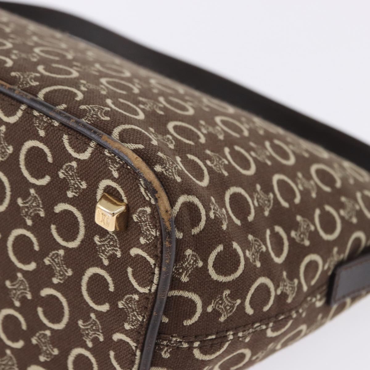 CELINE C Macadam Canvas Shoulder Bag Brown Gold Auth 203001
