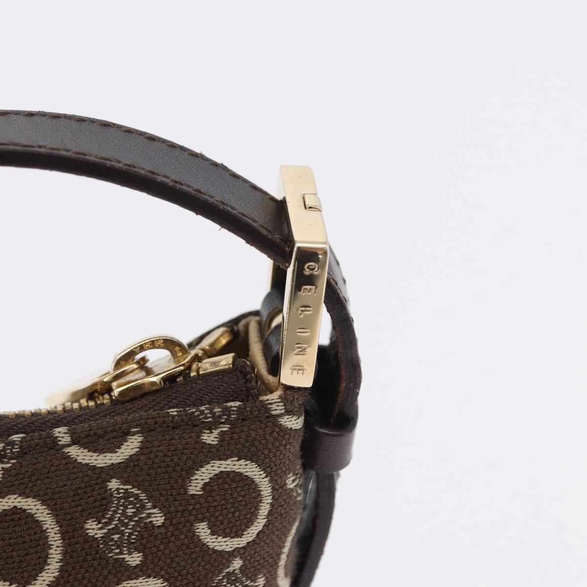 CELINE C Macadam Canvas Shoulder Bag Brown Gold Auth 203001