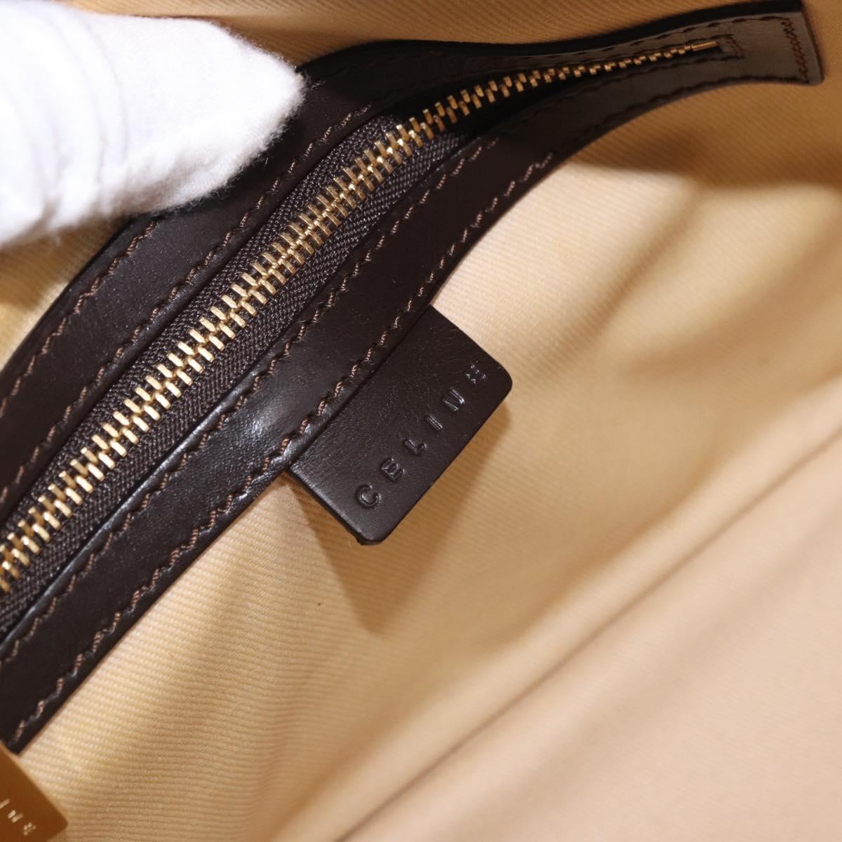 CELINE C Macadam Canvas Shoulder Bag Brown Gold Auth 203001