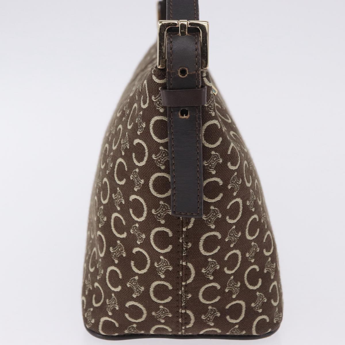 CELINE C Macadam Canvas Shoulder Bag Brown Gold Auth 203001
