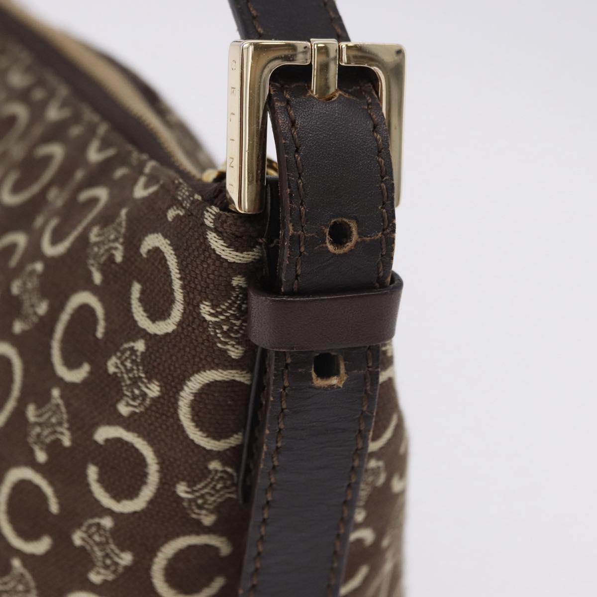 CELINE C Macadam Canvas Shoulder Bag Brown Gold Auth 203001