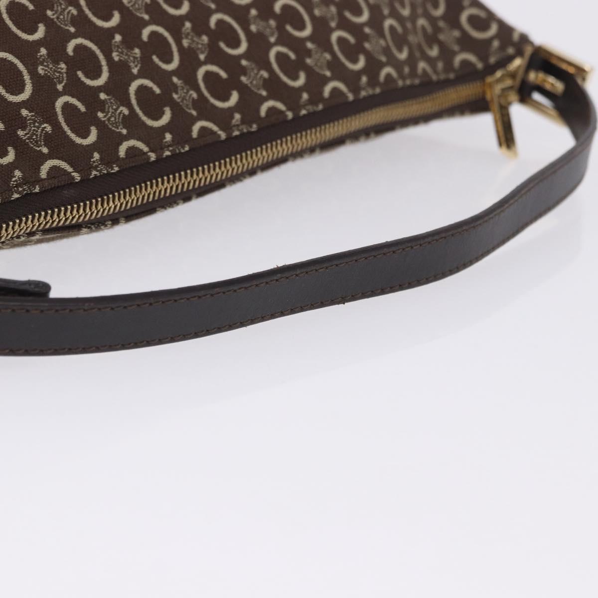 CELINE C Macadam Canvas Shoulder Bag Brown Gold Auth 203001