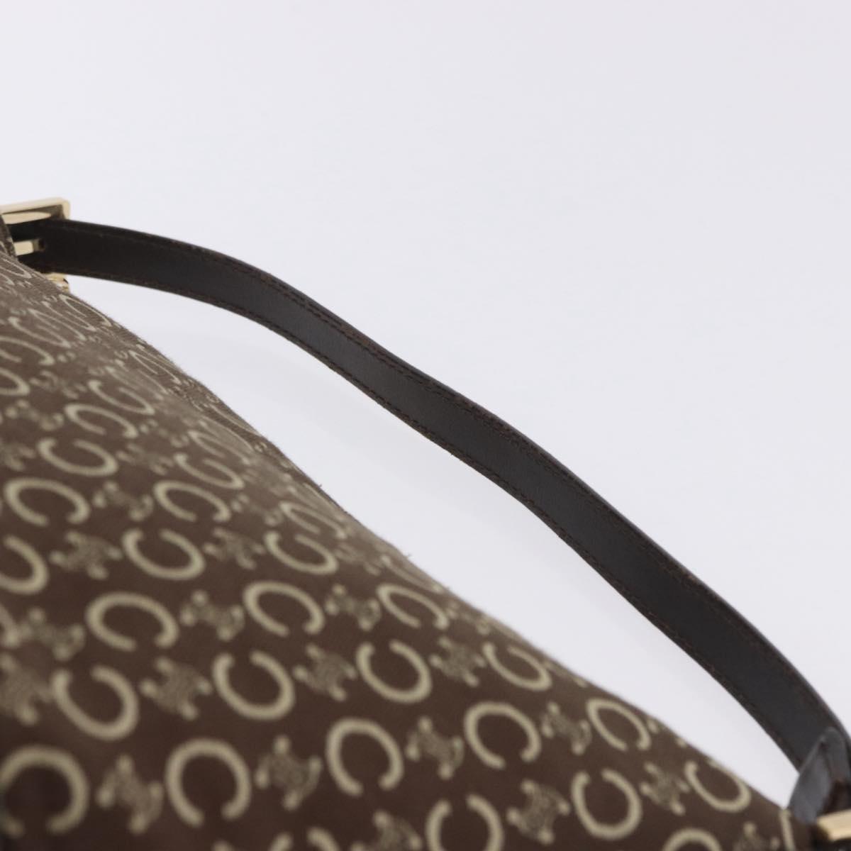 CELINE C Macadam Canvas Shoulder Bag Brown Gold Auth 203001