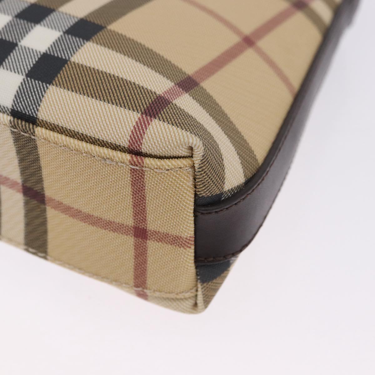 BURBERRY Nova Check Shoulder Bag PVC Beige Auth 203002