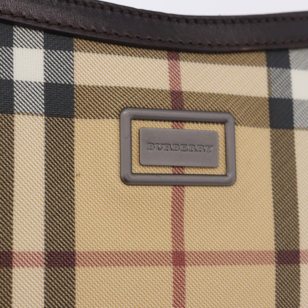 BURBERRY Nova Check Shoulder Bag PVC Beige Auth 203002
