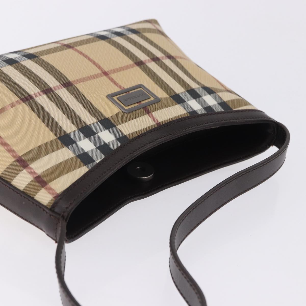 BURBERRY Nova Check Shoulder Bag PVC Beige Auth 203002