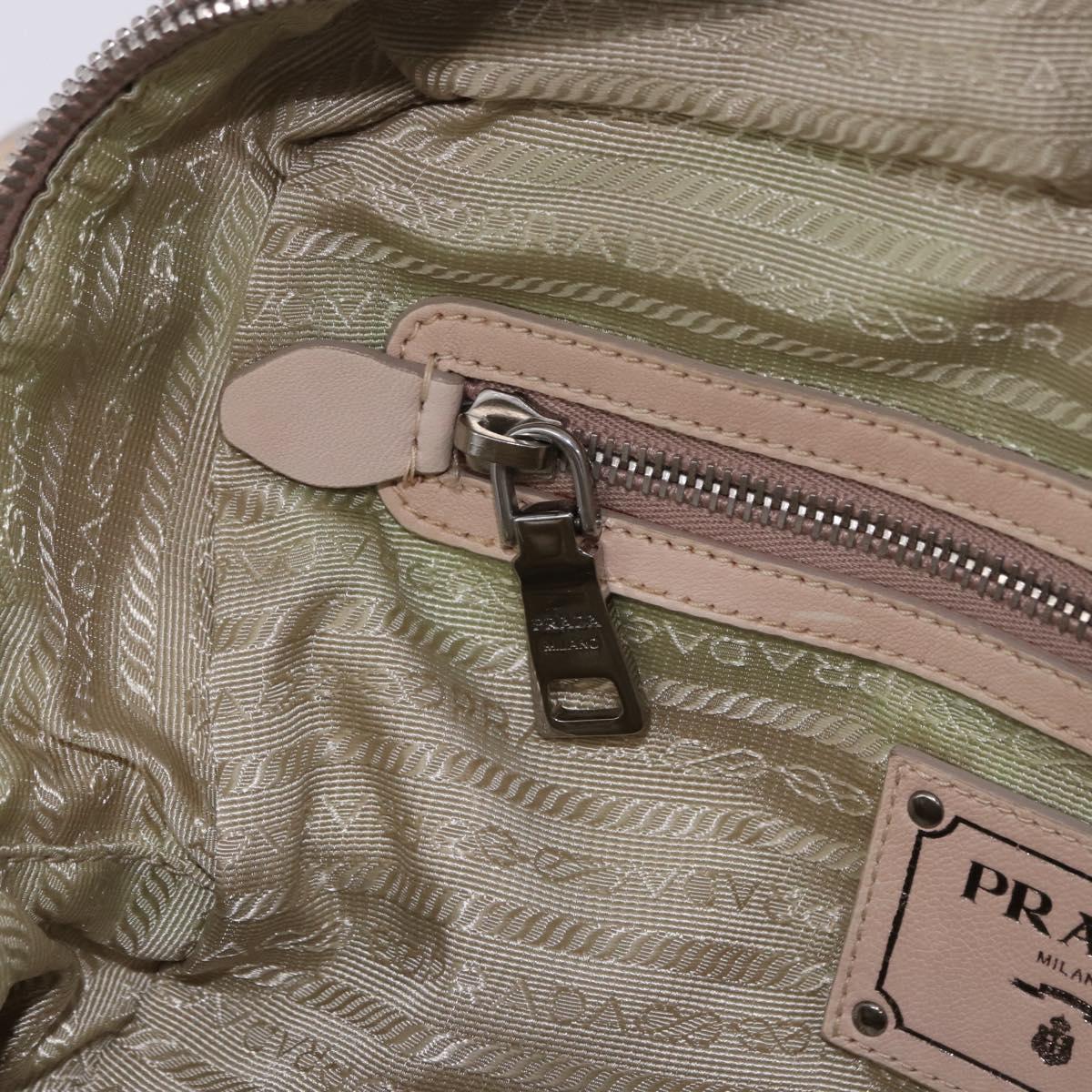 PRADA Gathered Hand Bag Leather 2way Ivory Silver Auth 203005V