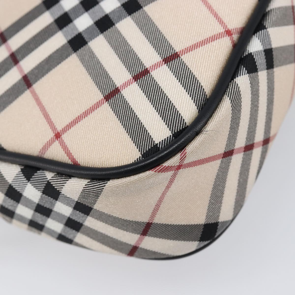 BURBERRY Nova Check Blue Label Accessory Pouch Canvas Beige Silver Auth 203006A