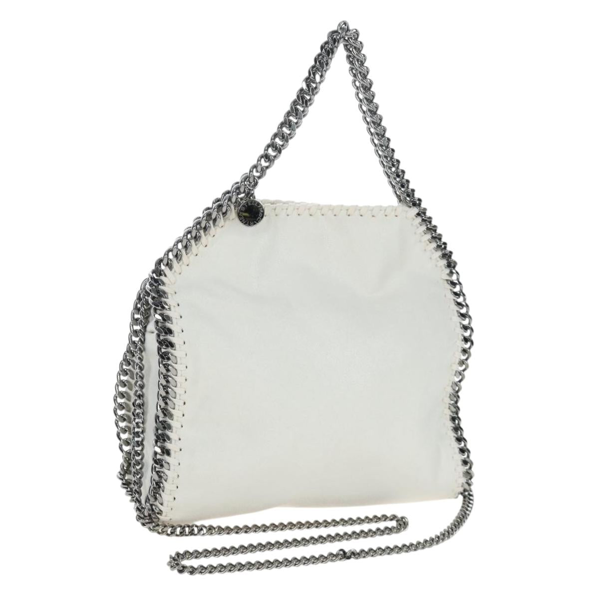 Stella MacCartney Chain Falabella Bag Polyester 2way White Silver Auth 203007A