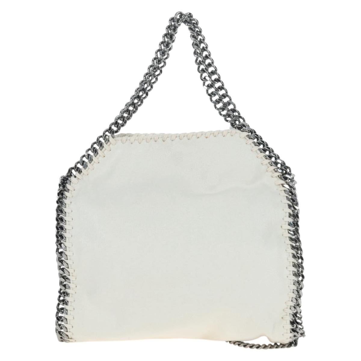 Stella MacCartney Chain Falabella Bag Polyester 2way White Silver Auth 203007A