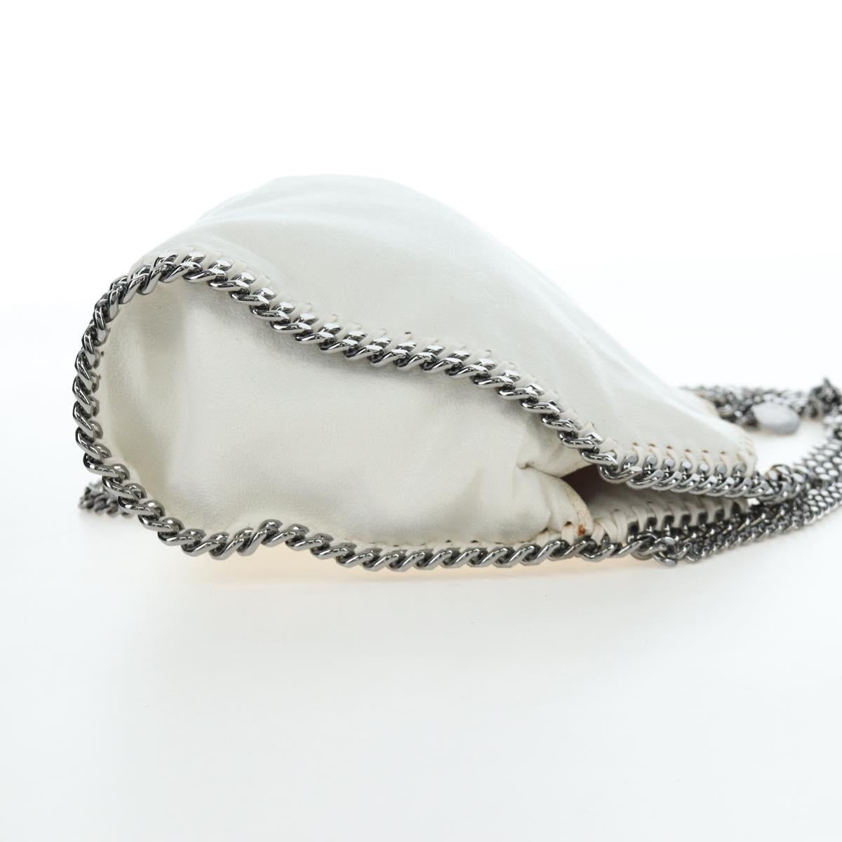 Stella MacCartney Chain Falabella Bag Polyester 2way White Silver Auth 203007A