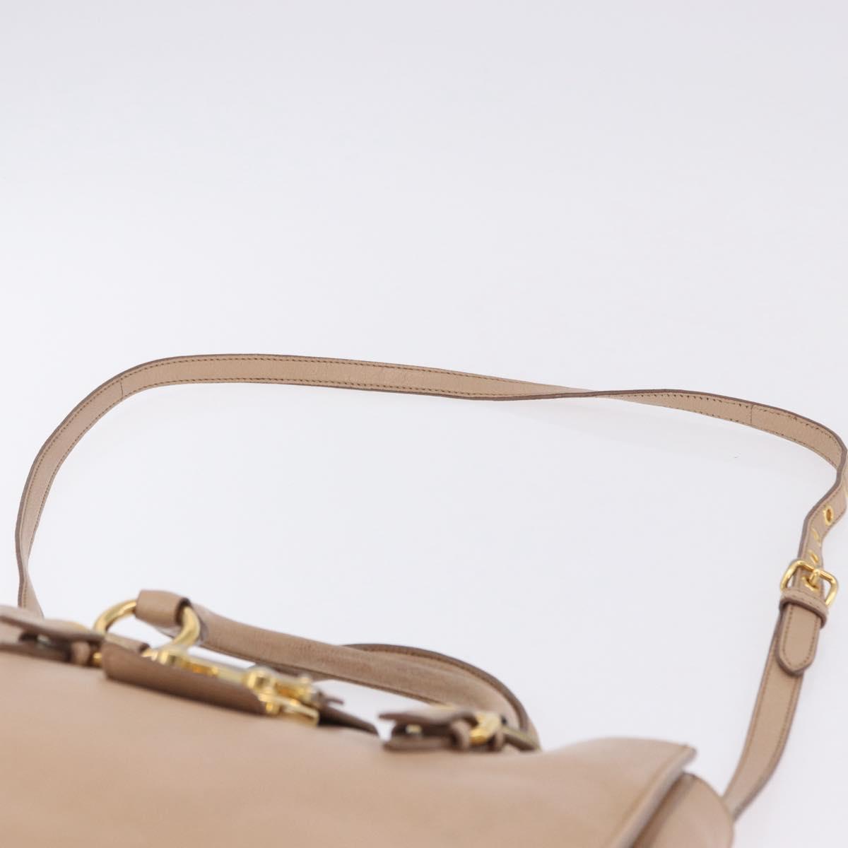 Miu Miu Hand Bag Leather 2way Beige Gold Auth 203009