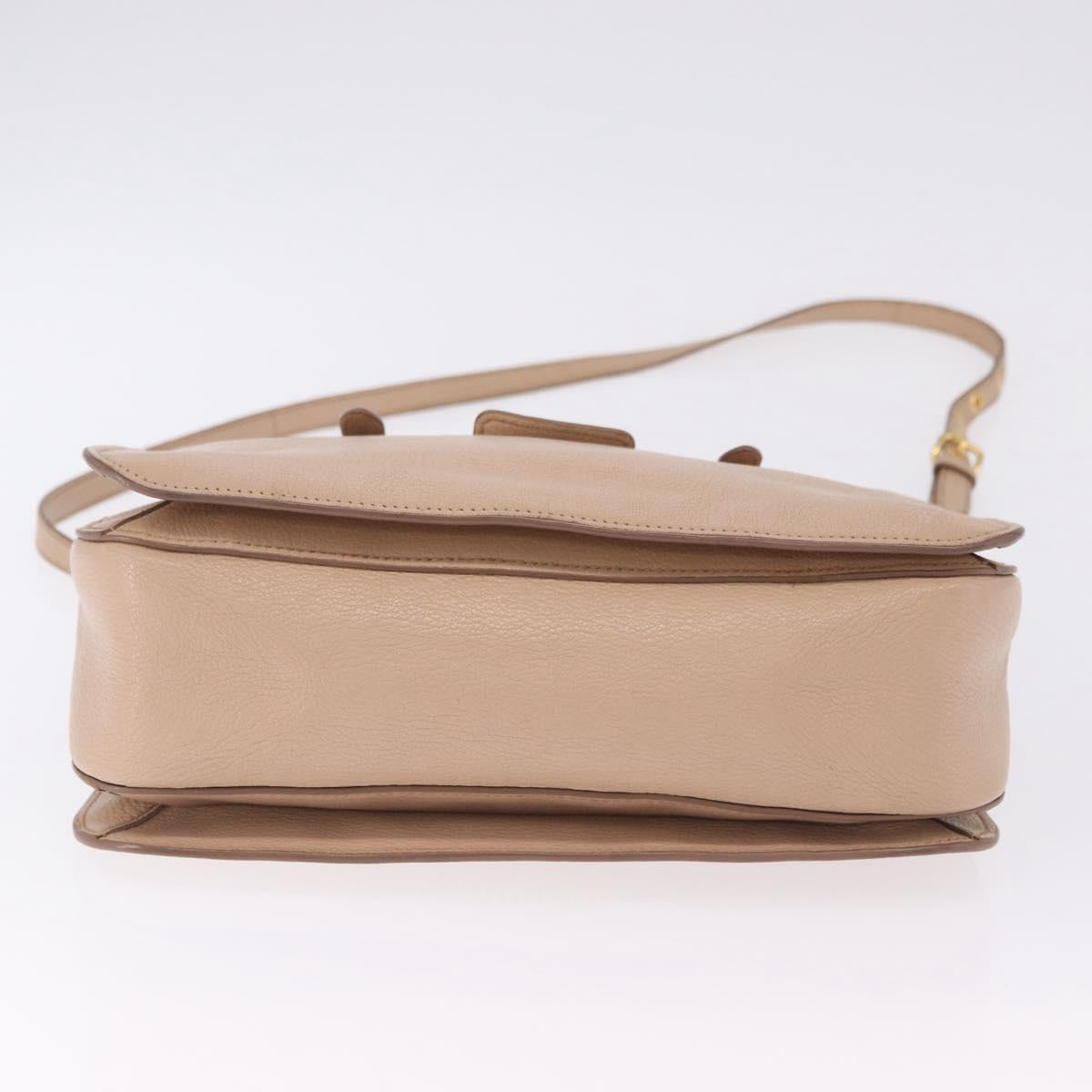 Miu Miu Hand Bag Leather 2way Beige Gold Auth 203009