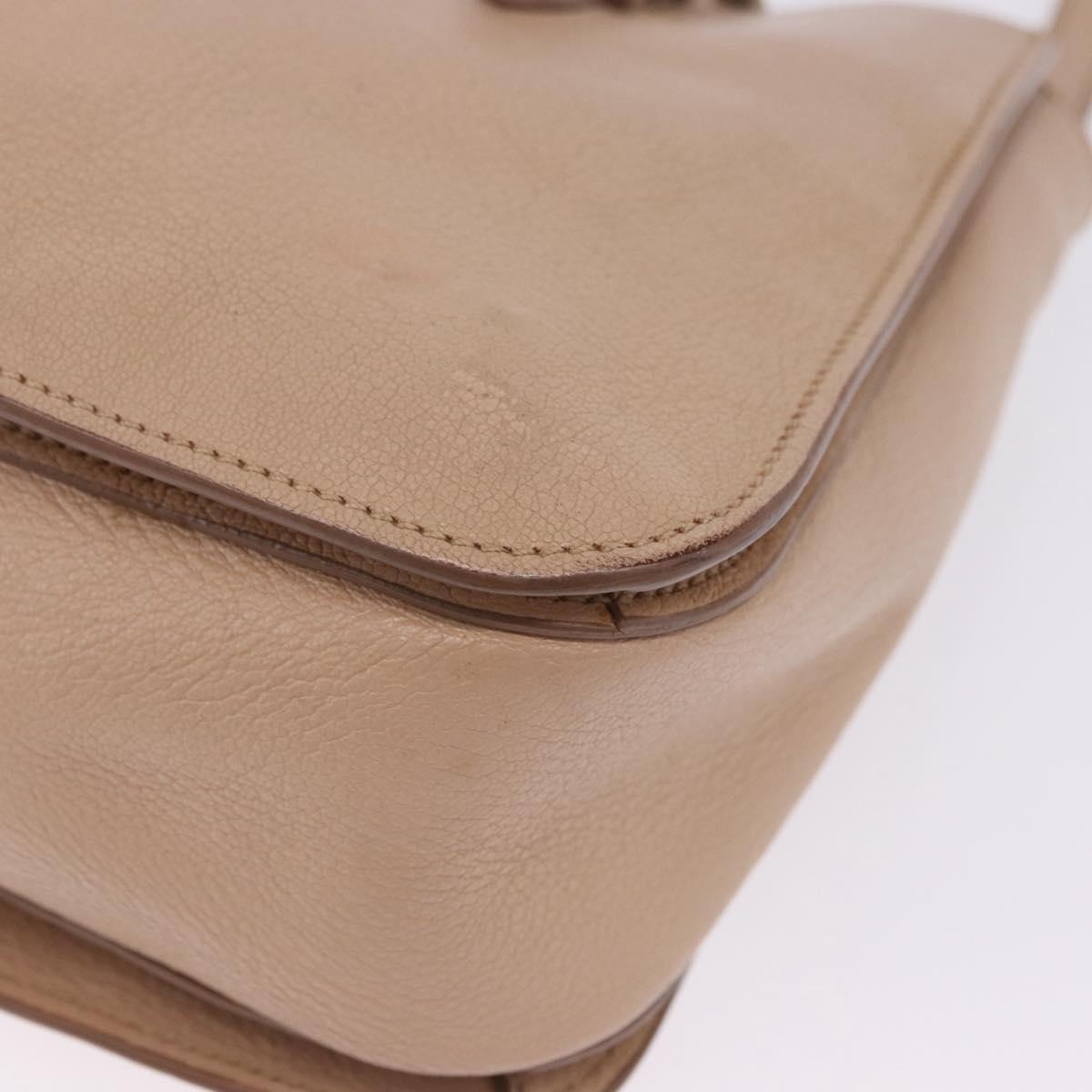 Miu Miu Hand Bag Leather 2way Beige Gold Auth 203009